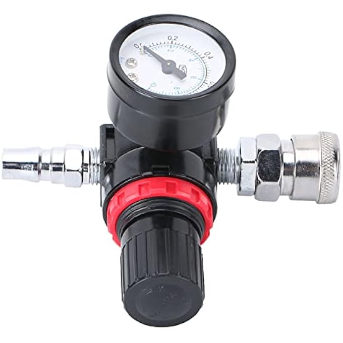 EUJGOOV AIR PRESSURE REGULATOR, METAL CONSTRUCTION, MAINTAINS CONSTANT PRESSURE FOR SPRAY GUNS, SIMPLE INSTALLATION WITH LOCKING ADJUSTMENT FOR AND PROFESSIONALS - Image 1
